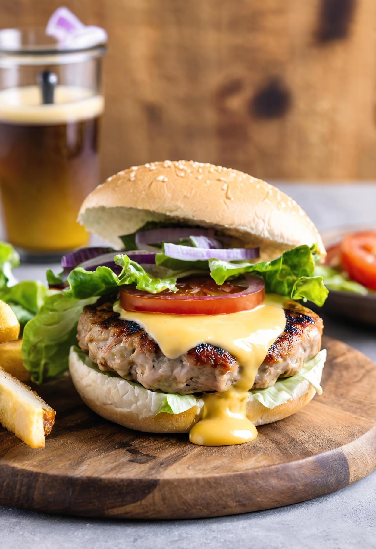 Grilled Turkey Burgers with Cheddar and Smoky Aioli