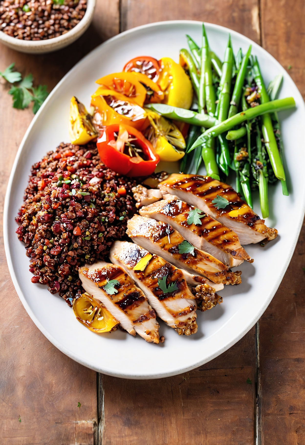 Grilled Lemongrass Chicken with Red Quinoa and Vegetables