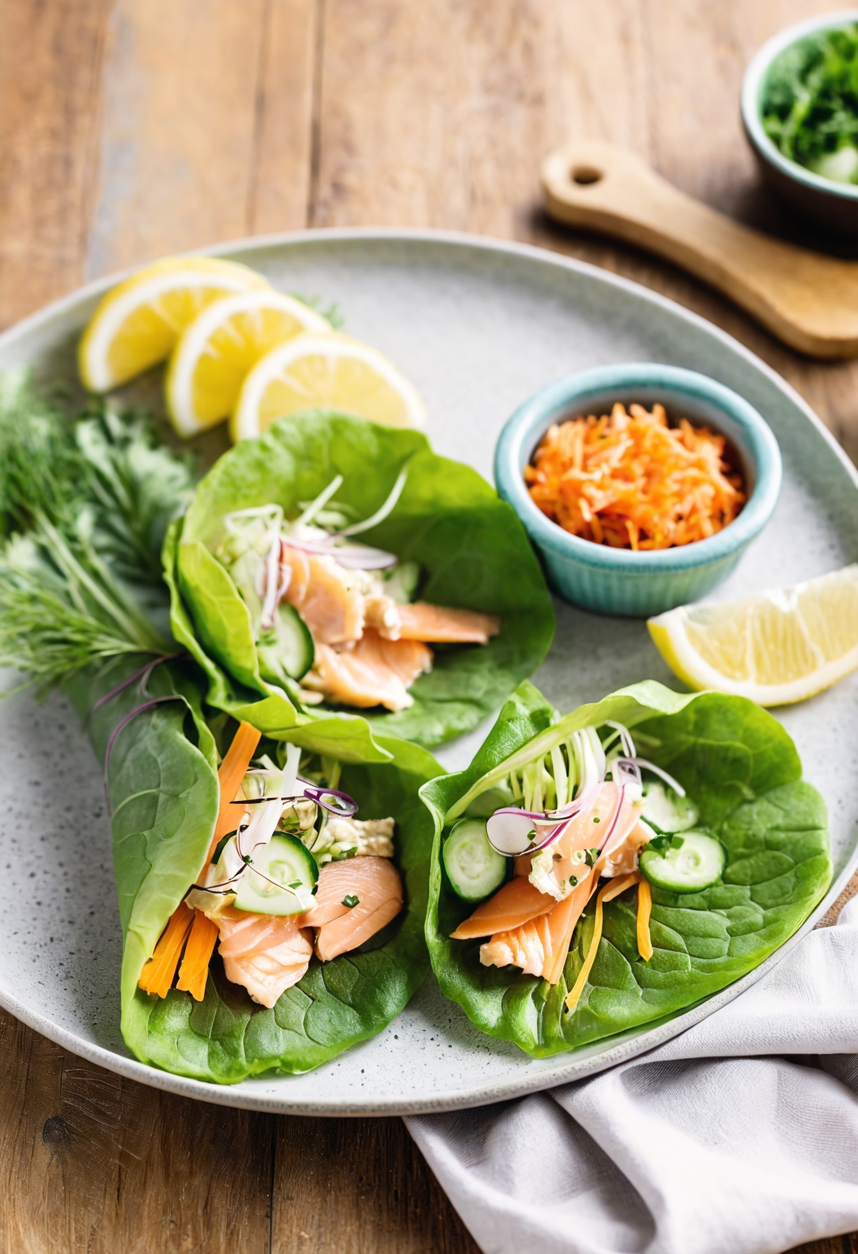 Lettuce Wraps with Smoked Trout