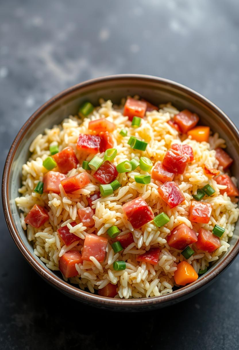 Fried Rice with Canadian Bacon